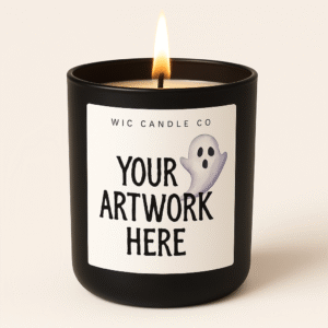 Matte Black Glass White Label Candle